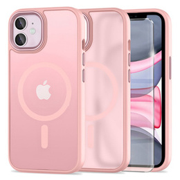 Чехол для iPhone 11, для MagSafe, ERBORD Matt Case, розовый + стекло для экрана
