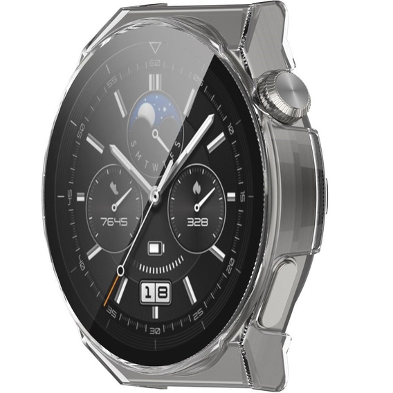 Силиконовый футляр со встроенным защитным стеклом до Huawei Watch GT 3 Pro 46mm, Transparent White