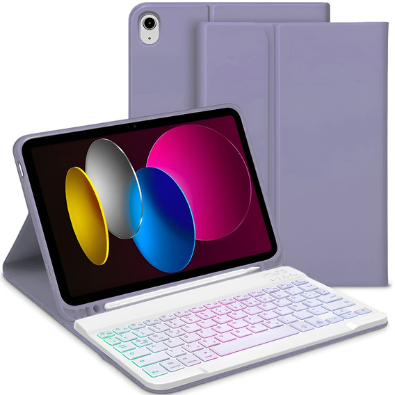 Чохол з підсвічуванням bluetooth-клавіатури для iPad 10.9 2022 (10 gen.), фіолетовий