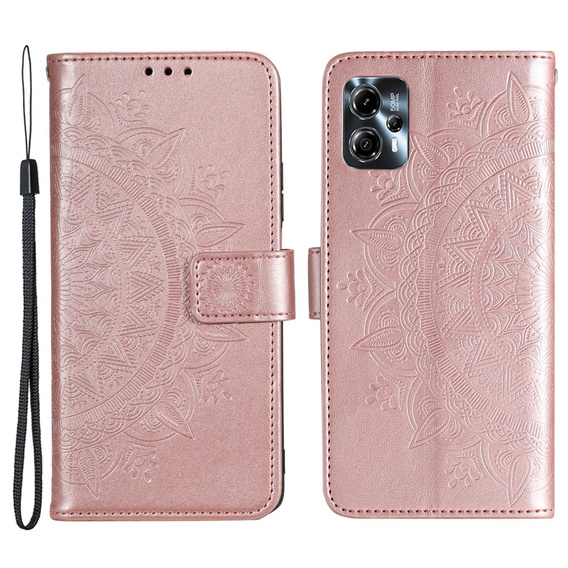 Чохол-книжка для Motorola Moto G13 / G23, Mandala Flower, рожевий rose gold