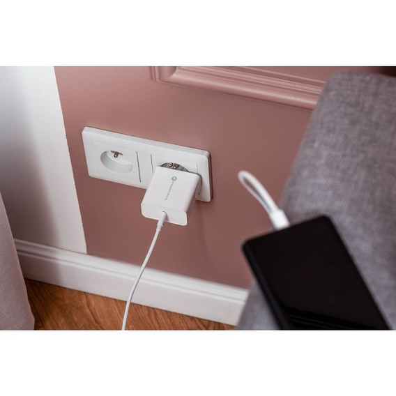 Зарядное устройство Forcell USB-A / 2x USB-C 3.45A GaN 70W PD QC 4.0, серый