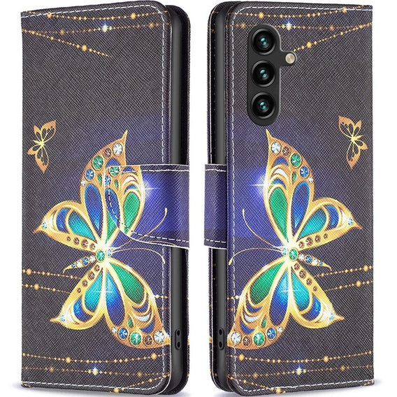 Чохол-книжка для Samsung Galaxy A15, Wallet, jewelry butterfly + скло 9H
