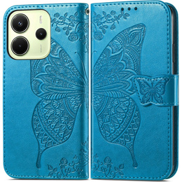 Откидной чехол для Xiaomi Redmi Note 14 4G, Butterfly, синий