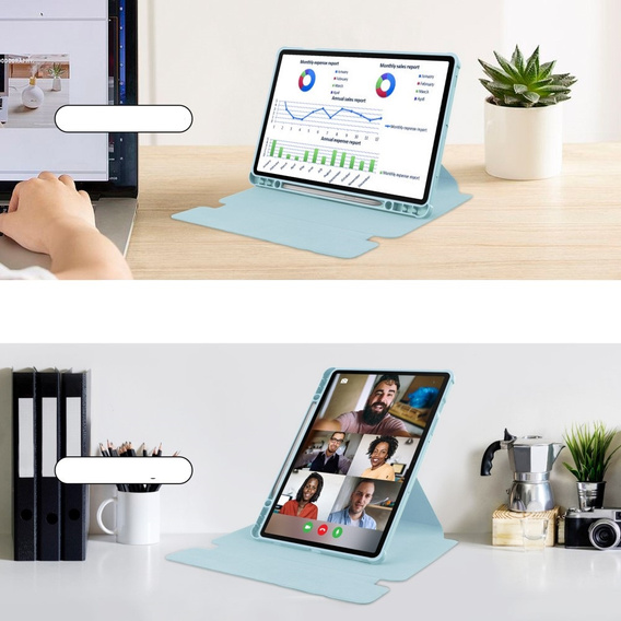 Чохол клавіатура для Samsung Galaxy Tab S10 Lite / S10 FE / S9 FE, Rotary 360° Leather, світло-блакитний