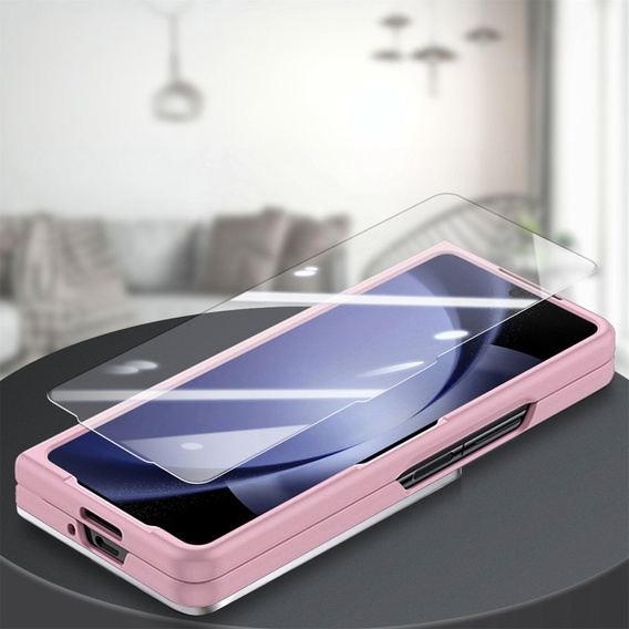 Чохол для Samsung Galaxy Z Fold 5 5G, з підставкою, склом та стилусом, шкіряний, чорний
