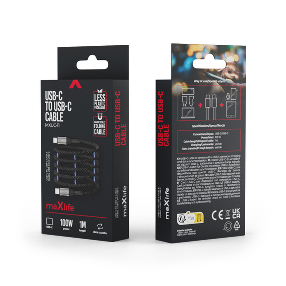 Магнитный кабель USB-C – USB-C 100 Вт, 1,0 м для устройств с USB-C