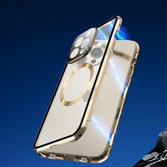 Магнітний чохол Dual Glass MagSafe для iPhone 15, золотий