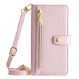 Откидной чехол для iPhone 14, Wallet Zipper Pocket, розовый