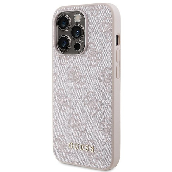 Чехол GUESS до iPhone 15 Pro Max, 4G Metal Gold Logo, розовый