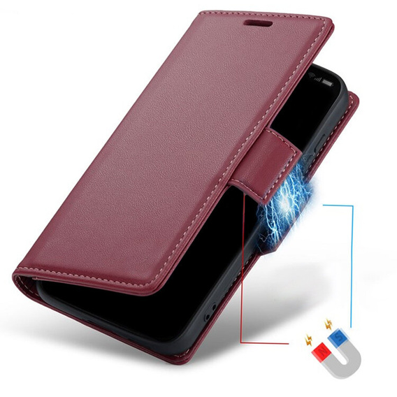 Чохол для Motorola Edge 60 / 60 Fusion, ERBORD Glossy Litchi, гаманець з клапаном, червоний