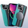 Чохол для iPhone 13, Carbon Fiber MagSafe, чорний / синій