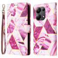 Откидной чехол для Xiaomi Redmi Note 13 Pro 4G / Xiaomi Redmi Note 14S / Xiaomi Poco M6 Pro 4G, Wallet, Marble фиолетовый