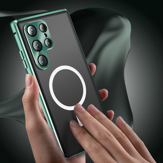 Магнітний чохол Dual Glass MagSafe для Samsung Galaxy S25 Ultra, зелений