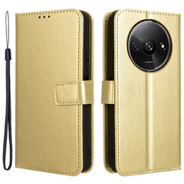 Откидной чехол для Xiaomi Redmi A3, Crazy Horse Wallet, золотой