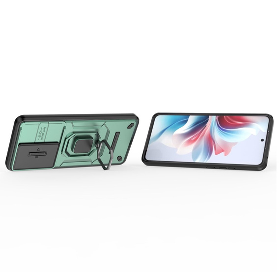 Чехол для Oppo Reno 11F 5G, KickStand Camera Lens, зелёный
