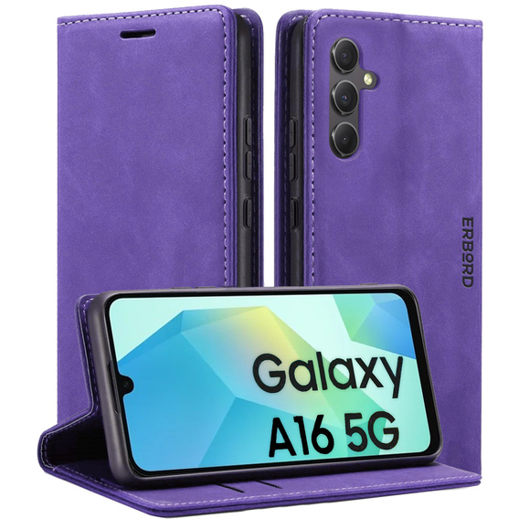 Чохол для Samsung Galaxy A16, ERBORD Vintage, гаманець з клапаном, фіолетовий