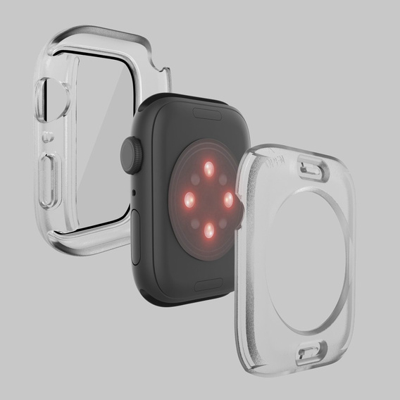 2в1 чехол и защитное стекло для часов Apple Watch 7/8/9 45mm, Transparent