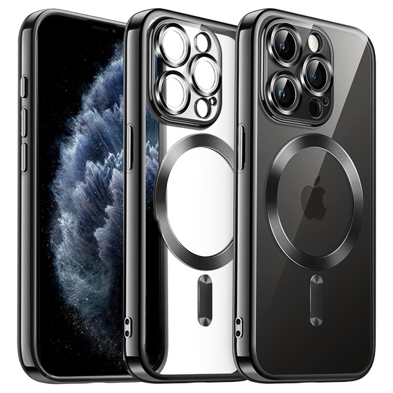 Чохол для iPhone 11 Pro Max, Electro MagSafe, чорний + Скло на екран