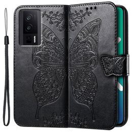 Чохол-книжка для Xiaomi Poco F5 Pro, Butterfly, чорний