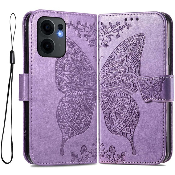 Чохол-книжка для Oppo Reno 13F / Oppo Reno 13FS, Butterfly, фіолетовий