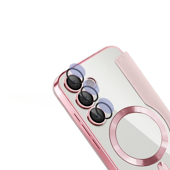 Чохол-книжка для Samsung Galaxy S24 FE, RFID Wallet MagSafe CamShield, рожевий