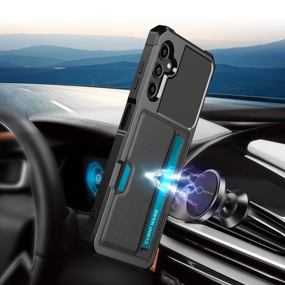 Чохол для Samsung Galaxy A25 5G, Card Holder Kickstand, чорний + скло 9H