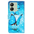 Откидной чехол для Xiaomi Redmi 13C / Poco C65, Wallet, Butterflies синий