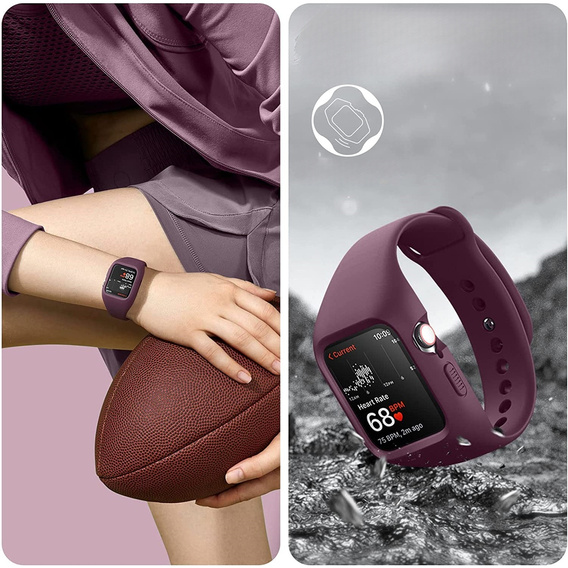 Ремень + чехол Suritch для Apple Watch 4/5/6/7/8/SE 44/45mm, бордовый