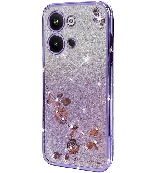 Чохол для Infinix Note 30 VIP, Glitter Flower, фіолетовий