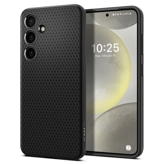Чехол Spigen для Samsung Galaxy S24, Liquid Air, чёрный + закаленное стекло 9H