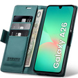 Чехол для Samsung Galaxy A26, ERBORD Glossy Litchi, кошелек с клапаном, зелёный