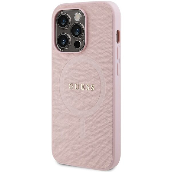 Чехол GUESS до iPhone 14 Pro, Saffiano MagSafe, розовый