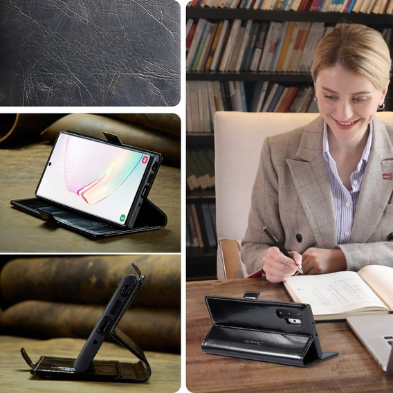 Флип-кейс CASEME для Samsung Galaxy Note 10 Plus, Waxy Textured, чёрный