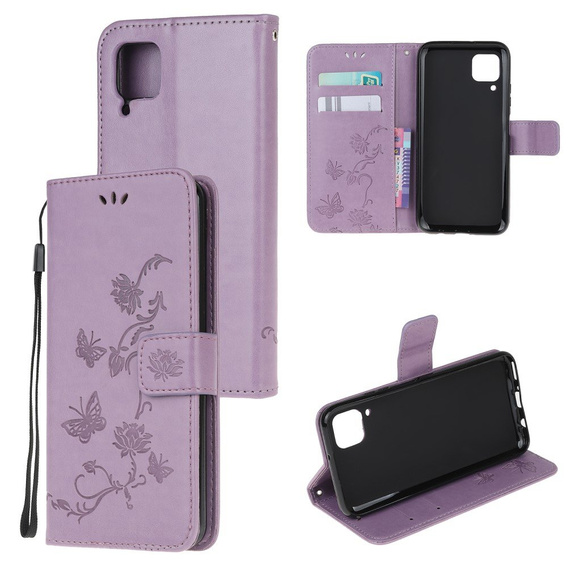 Чохол-книжка для Huawei P40 Lite, Butterfly Flower, фіолетовий