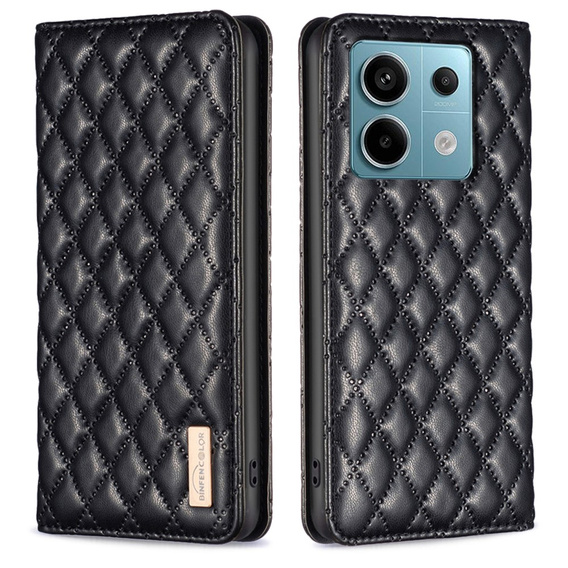 Откидной чехол для Xiaomi Redmi Note 13 Pro 4G / Xiaomi Redmi Note 14S / Xiaomi Poco M6 Pro 4G, Wallet, BINFEN COLOR, чёрный