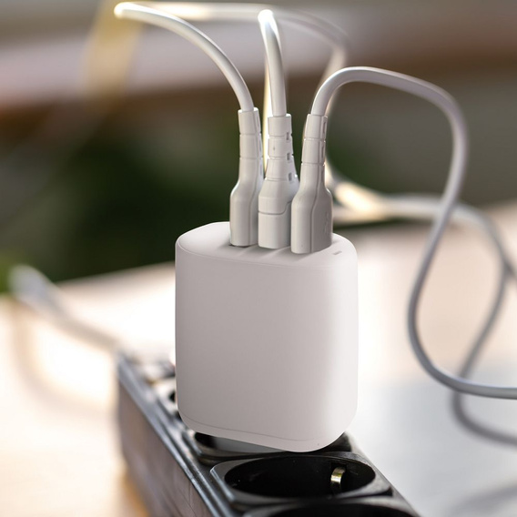 Зарядное устройство Forcell 65W GaN 2x USB C 1x USB A , White