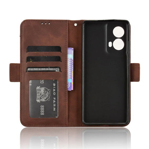 Футляр з клапаном для Motorola Moto G85, Card Slot, коричневий