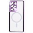 Магнітний чохол Dual Glass MagSafe для Samsung Galaxy S21 Ultra, фіолетовий