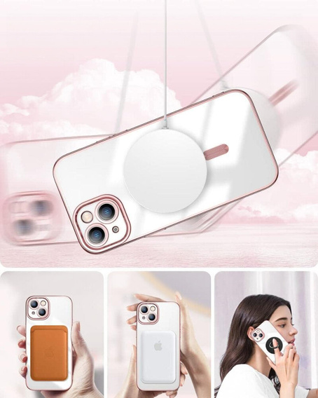 Чохол для iPhone 15, Electro MagSafe, рожевий + Скло на екран