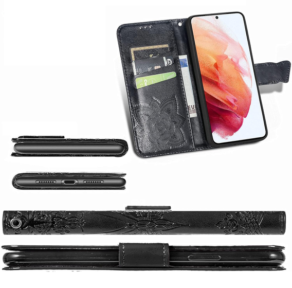 Откидной чехол для Realme 12 Pro 5G / 12 Pro+ 5G, Butterfly, чёрный