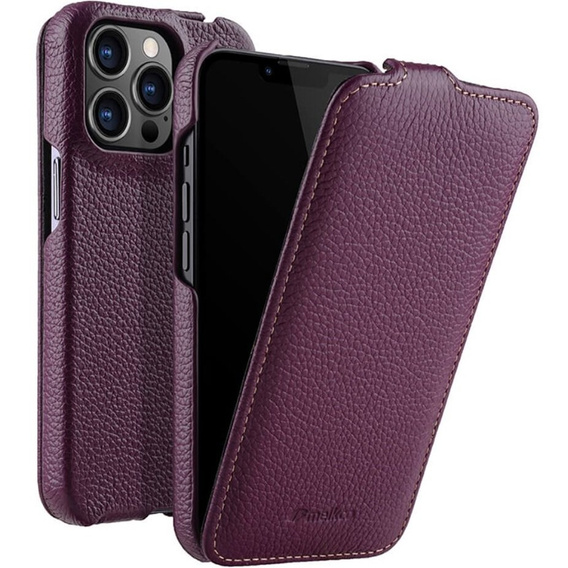 Чохол MELKCO для iPhone 13 Pro Max, шкіряний, фліп, фіолетовий