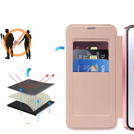 Откидной чехол для Samsung Galaxy A56, RFID Wallet MagSafe CamShield, розовый