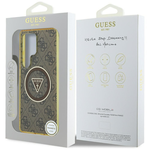 Чехол GUESS Magnetic IML Metal Glitter 4G Circle Triangle для Samsung Galaxy S25 Ultra