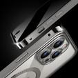 Чохол для iPhone 15 Pro, Privacy Dual Glass, для MagSafe, сріблястий
