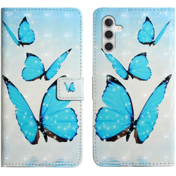 Откидной чехол для Samsung Galaxy A05s, Wallet, Butterflies, синий