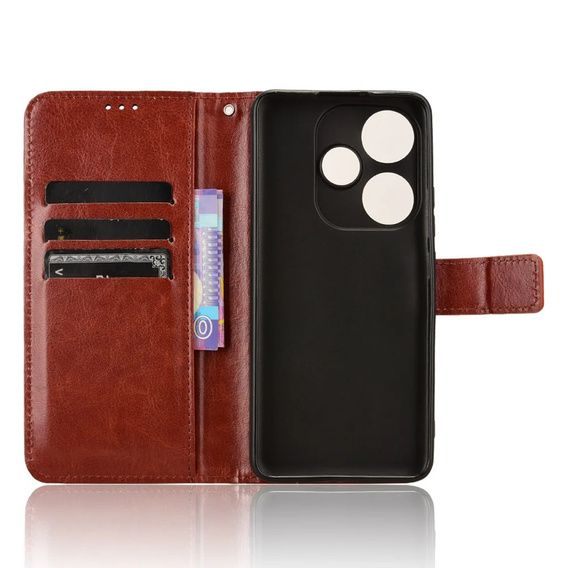 Футляр з клапаном для Xiaomi Poco F6, Crazy Horse Wallet, коричневий