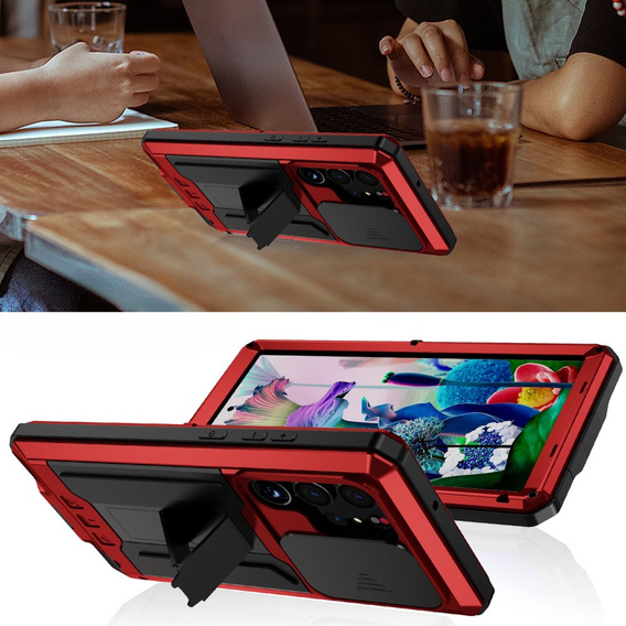 Броньований чохол для Samsung Galaxy S23 Ultra, R-JUST CamShield Slide, червоний