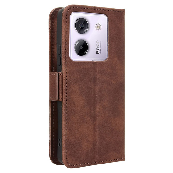 Откидной чехол для Xiaomi Poco M7 Pro 5G, Card Slot, коричневый