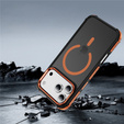 Матовий чохол для iPhone 17 Pro Max, броньований, для MagSafe, димчастий з помаранчевими боками
