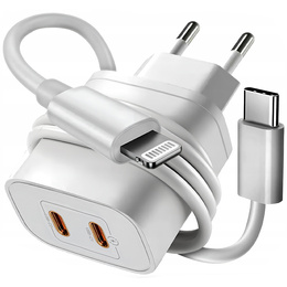 Сетевое зарядное устройство XO CE12, USB-C, 20 Вт + кабель USB-C - Lightning, белый